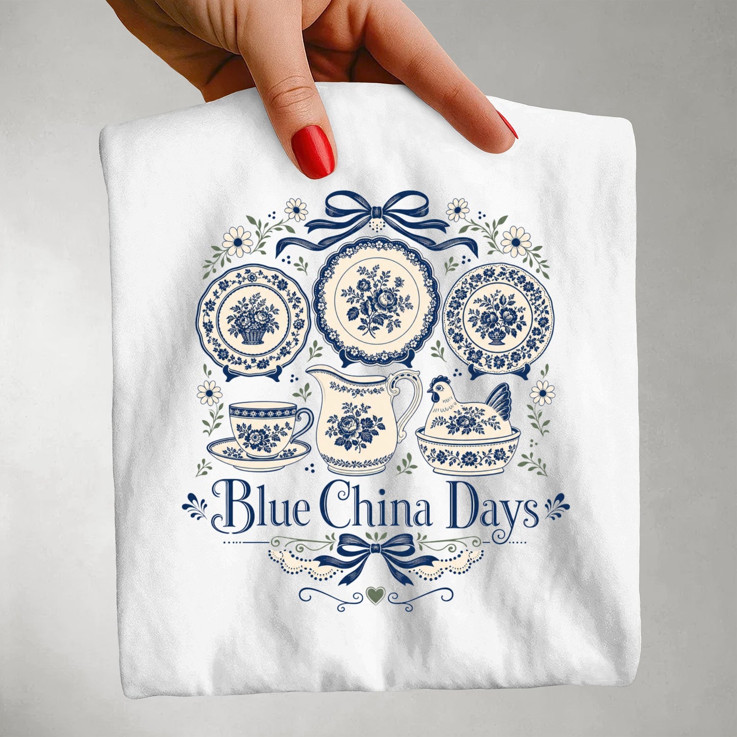 Blue China Days Vintage Tee | Transferware China Shirt | Gift for China & Tea Lovers