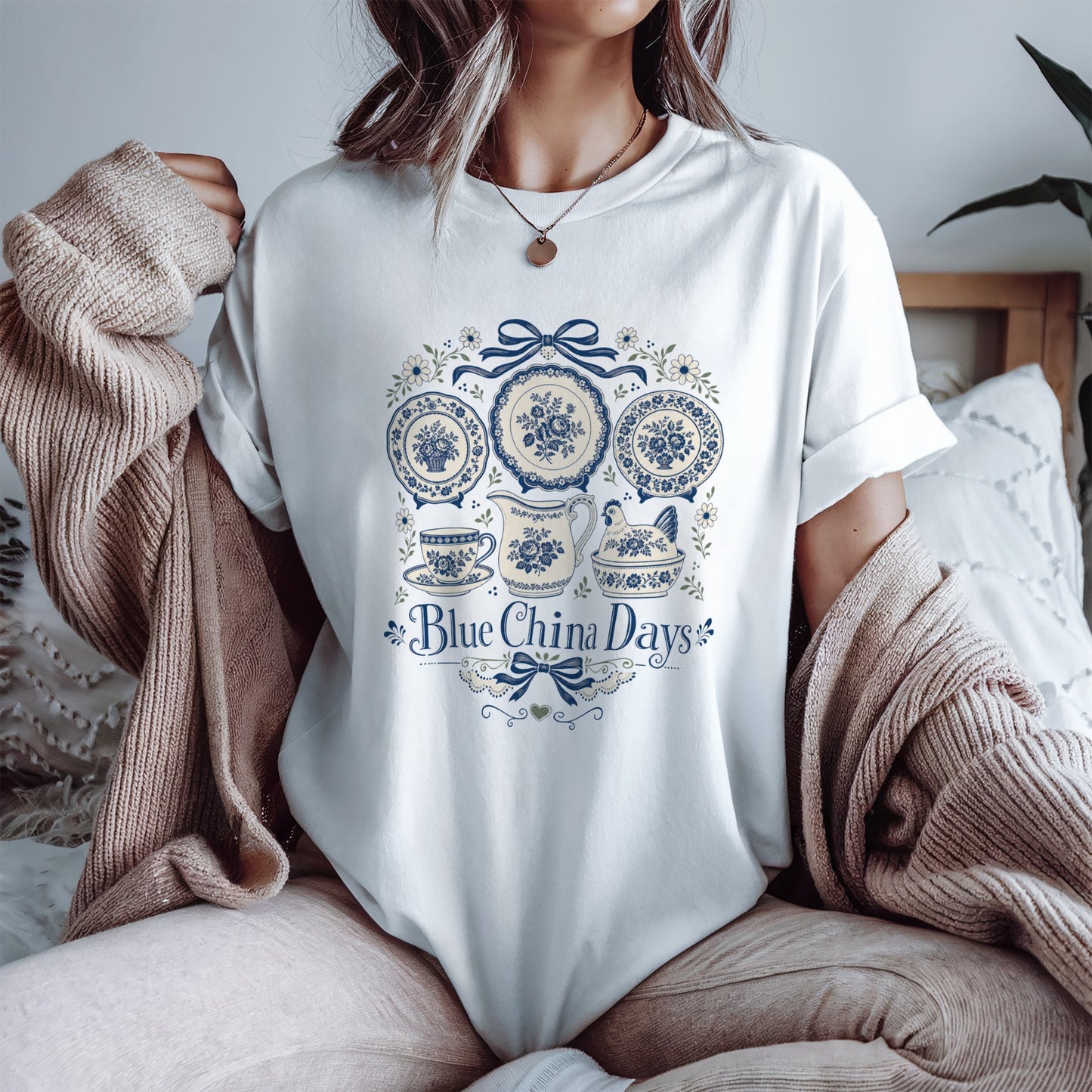 Blue China Days Vintage Tee | Transferware China Shirt | Gift for China & Tea Lovers