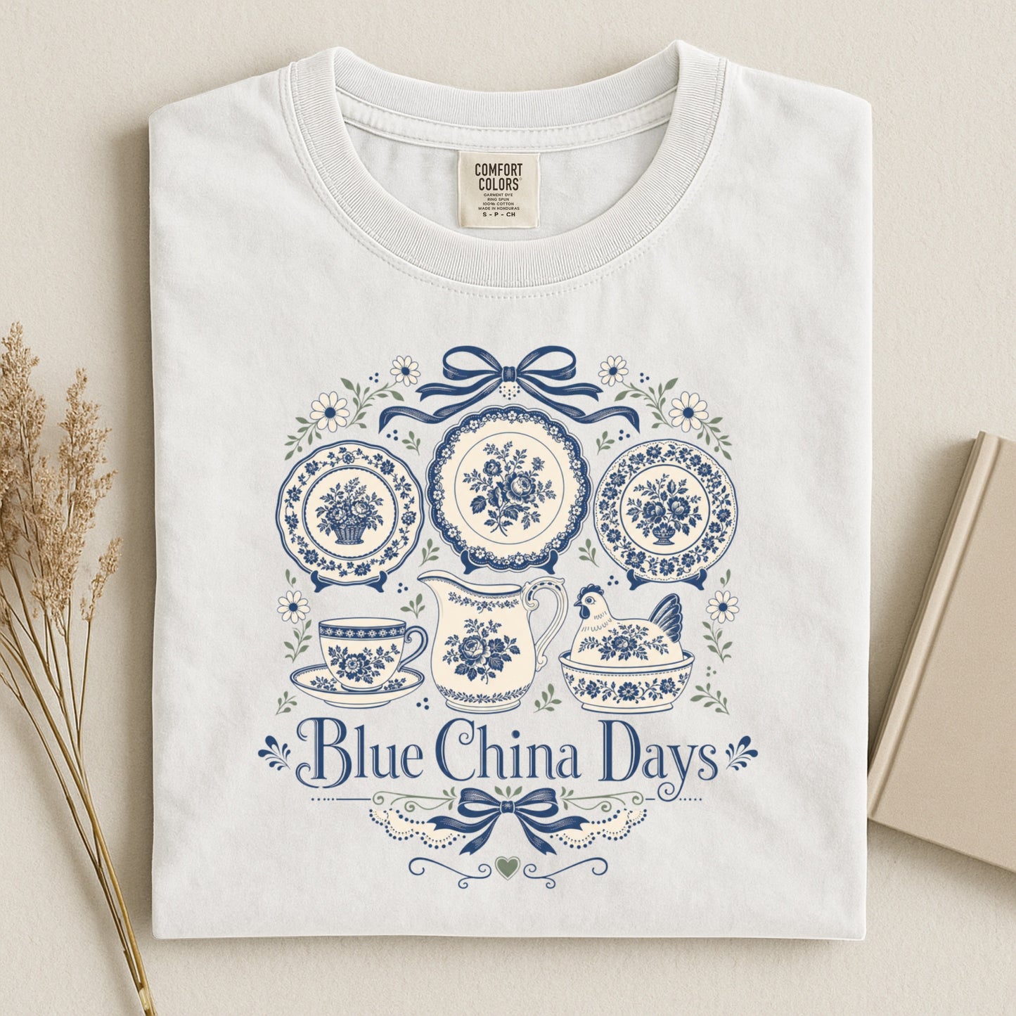Blue China Days Vintage Tee | Transferware China Shirt | Gift for China & Tea Lovers