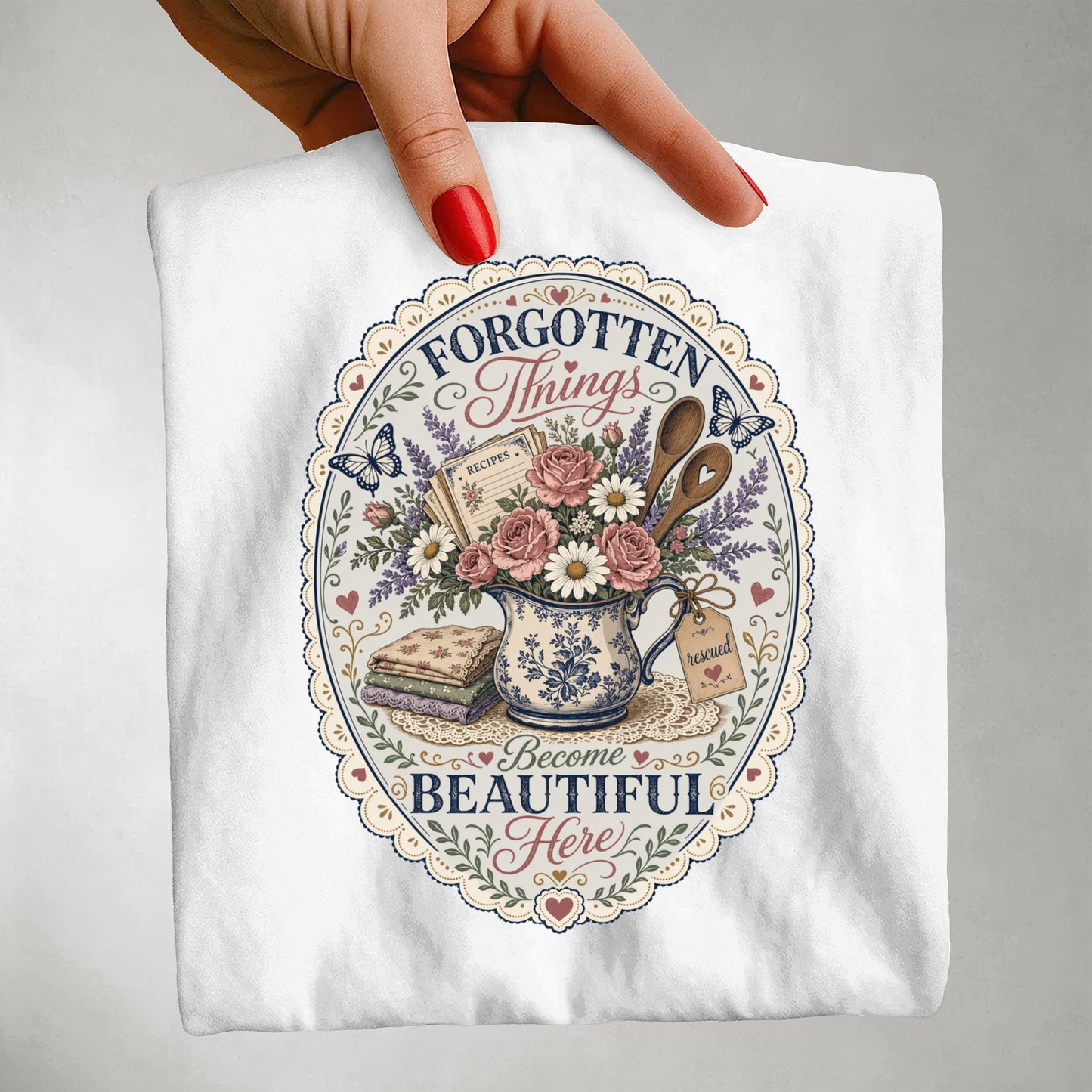 Forgotten Things Become Beautiful Here Vintage Tee | Grandmacore Rescue Shirt | Gift for Thrifters & Vintage Lovers