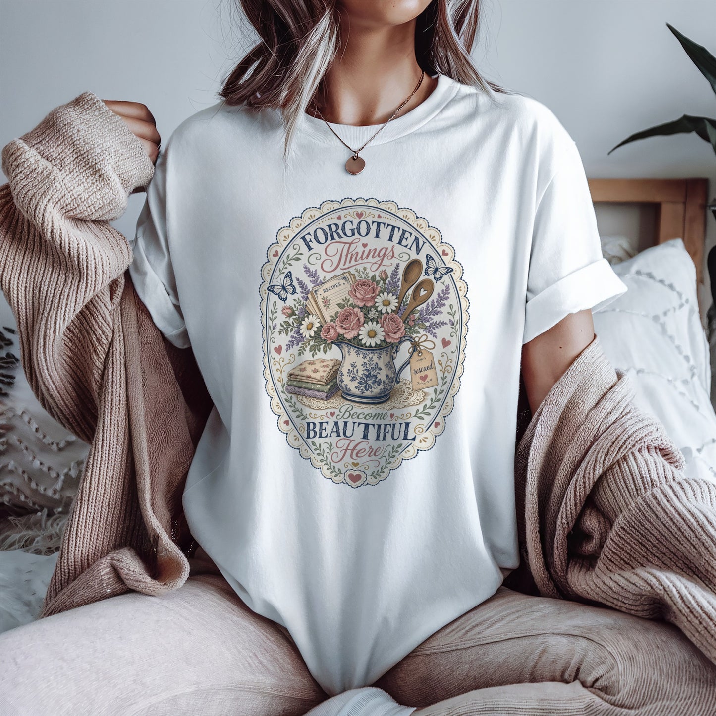 Forgotten Things Become Beautiful Here Vintage Tee | Grandmacore Rescue Shirt | Gift for Thrifters & Vintage Lovers