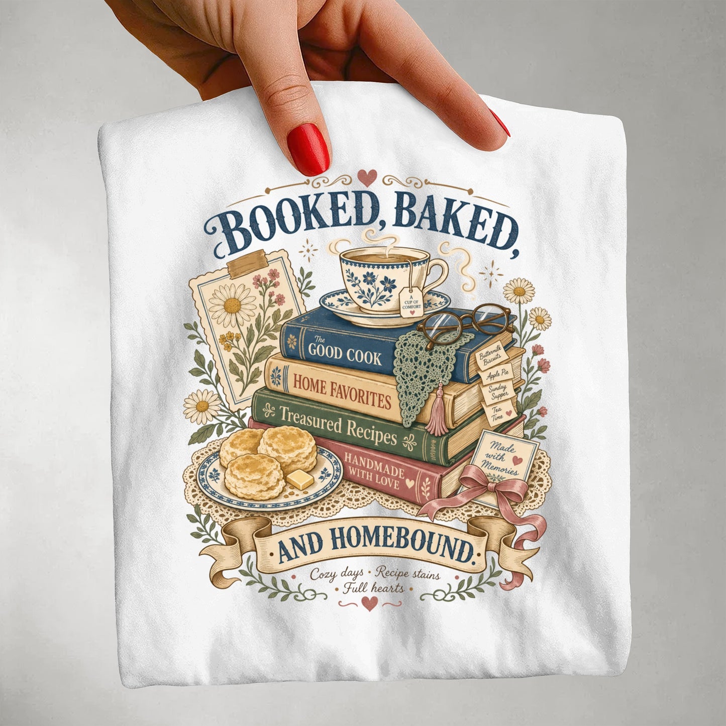 Booked Baked And Homebound Vintage Tee | Cozy Cookbook Shirt | Gift for Bakers & Homebodies