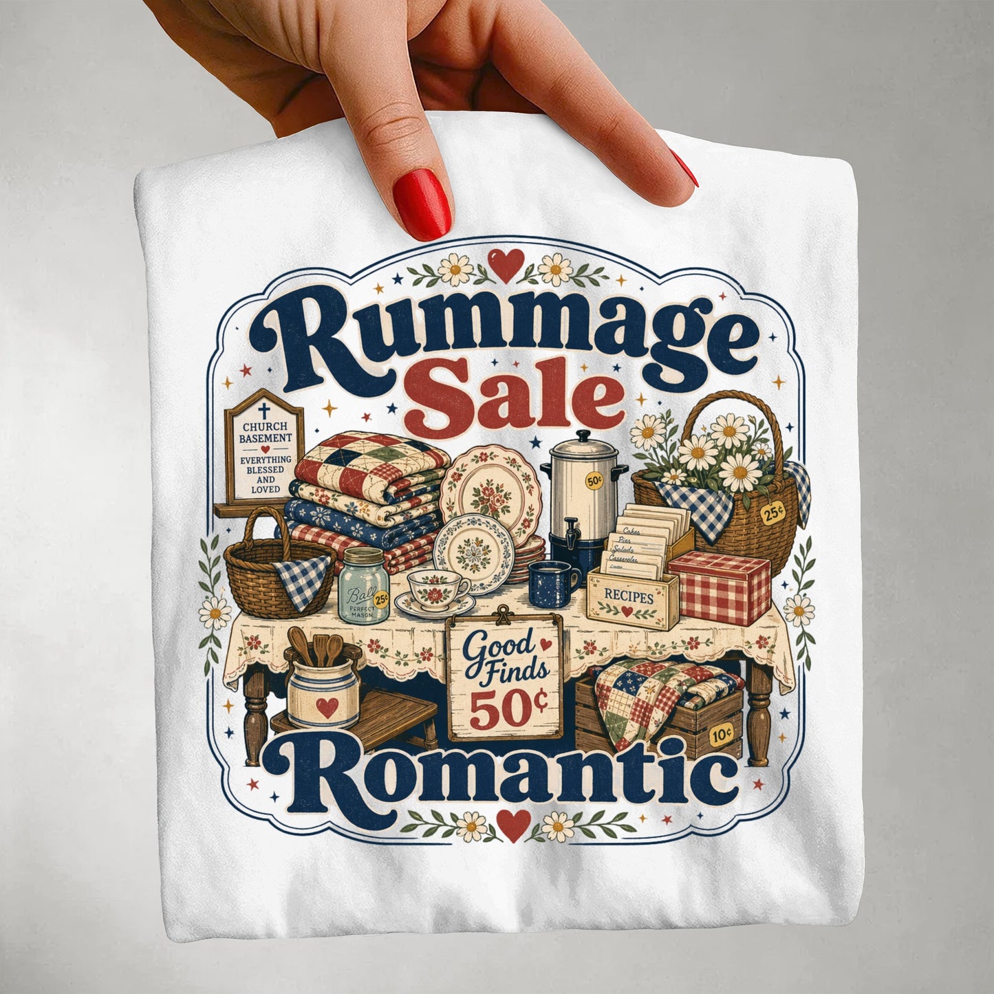 Rummage Sale Romantic Vintage Tee | Funny Thrifting Shirt | Gift for Thrifters & Antique Hunters