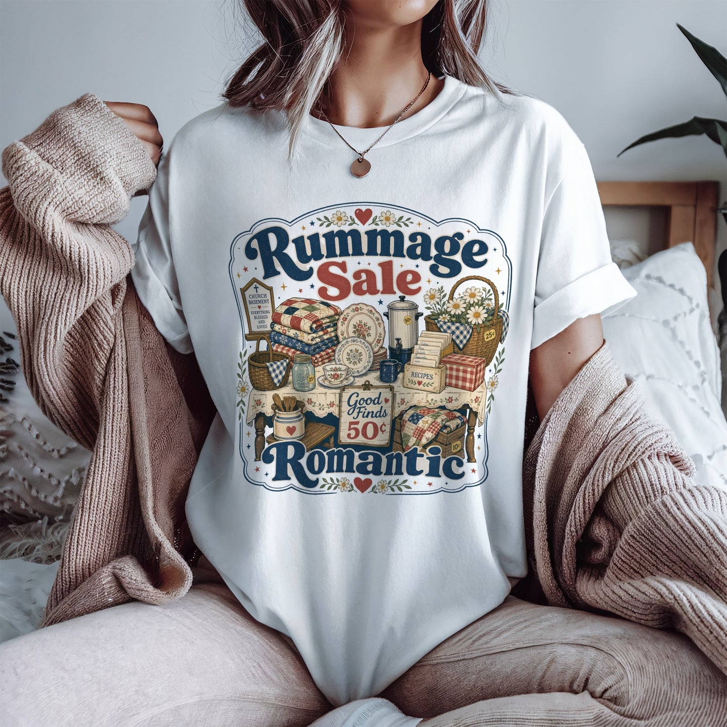 Rummage Sale Romantic Vintage Tee | Funny Thrifting Shirt | Gift for Thrifters & Antique Hunters