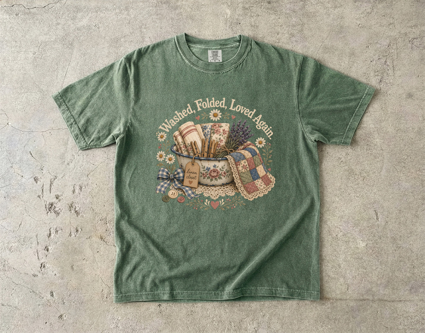 Washed, Folded, Loved Again Linen Closet Vintage Tee | Grandmacore Laundry Room Shirt | Gift for Vintage Home Lovers