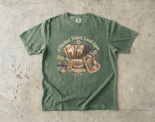 Washed, Folded, Loved Again Linen Closet Vintage Tee | Grandmacore Laundry Room Shirt | Gift for Vintage Home Lovers