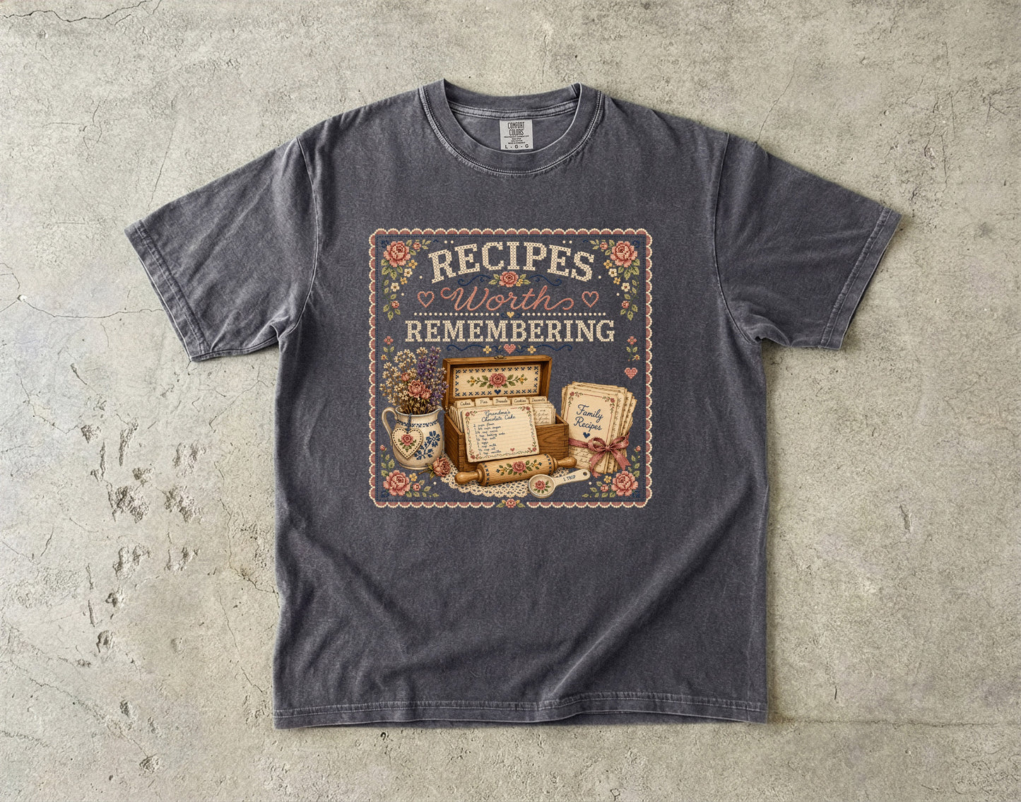 Recipes Worth Remembering Vintage Tee | Grandmacore Recipe Box Shirt | Gift for Vintage Home Lovers