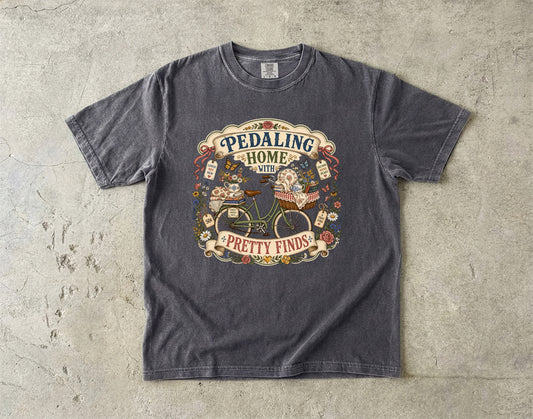 Pedaling Home With Pretty Finds Vintage Tee | Antique Market Bicycle Shirt | Gift for Thrifters