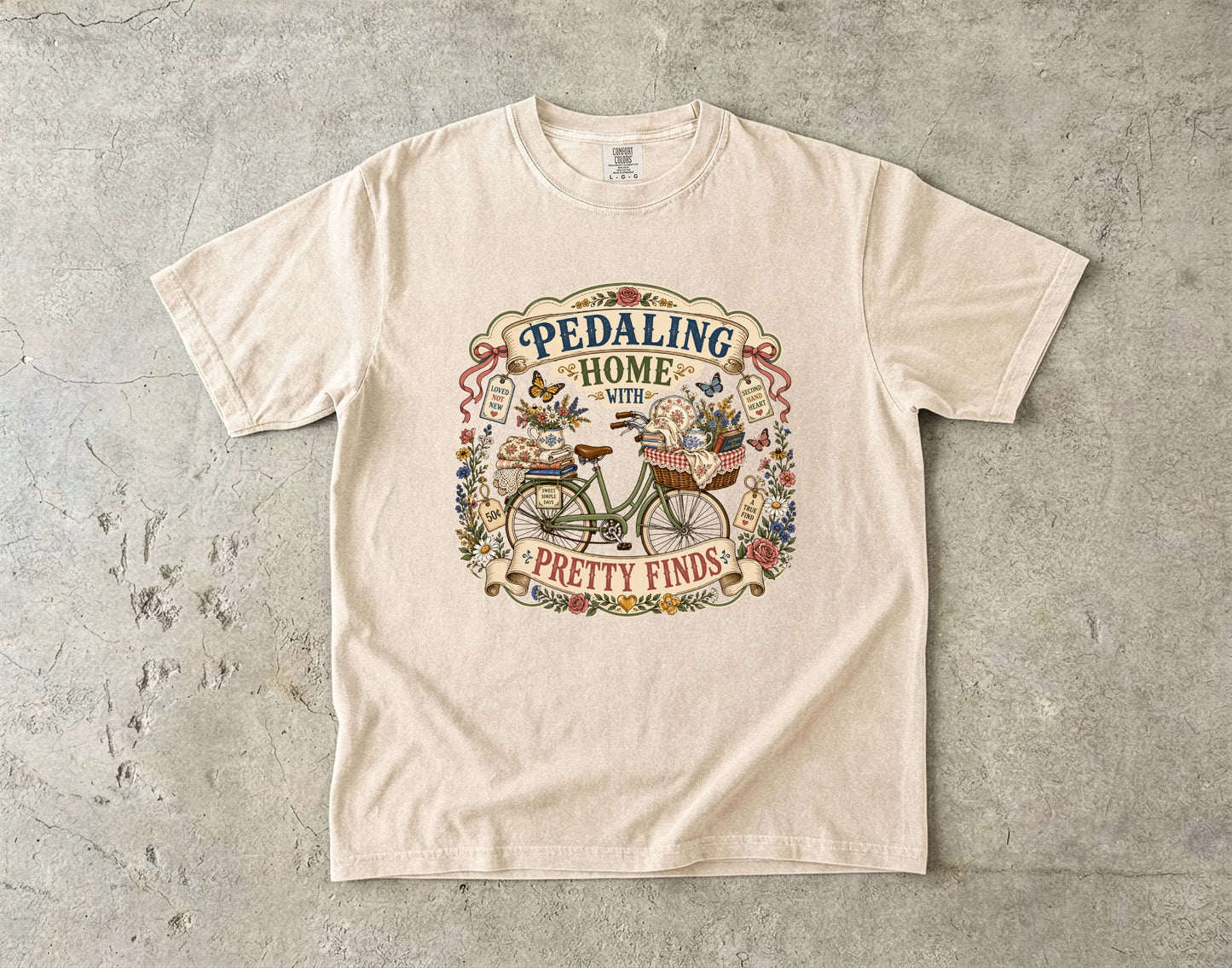 Pedaling Home With Pretty Finds Vintage Tee | Antique Market Bicycle Shirt | Gift for Thrifters