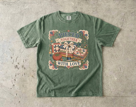 Pieced Together With Love Vintage Tee | Grandmacore Quilting Shirt | Gift for Quilters