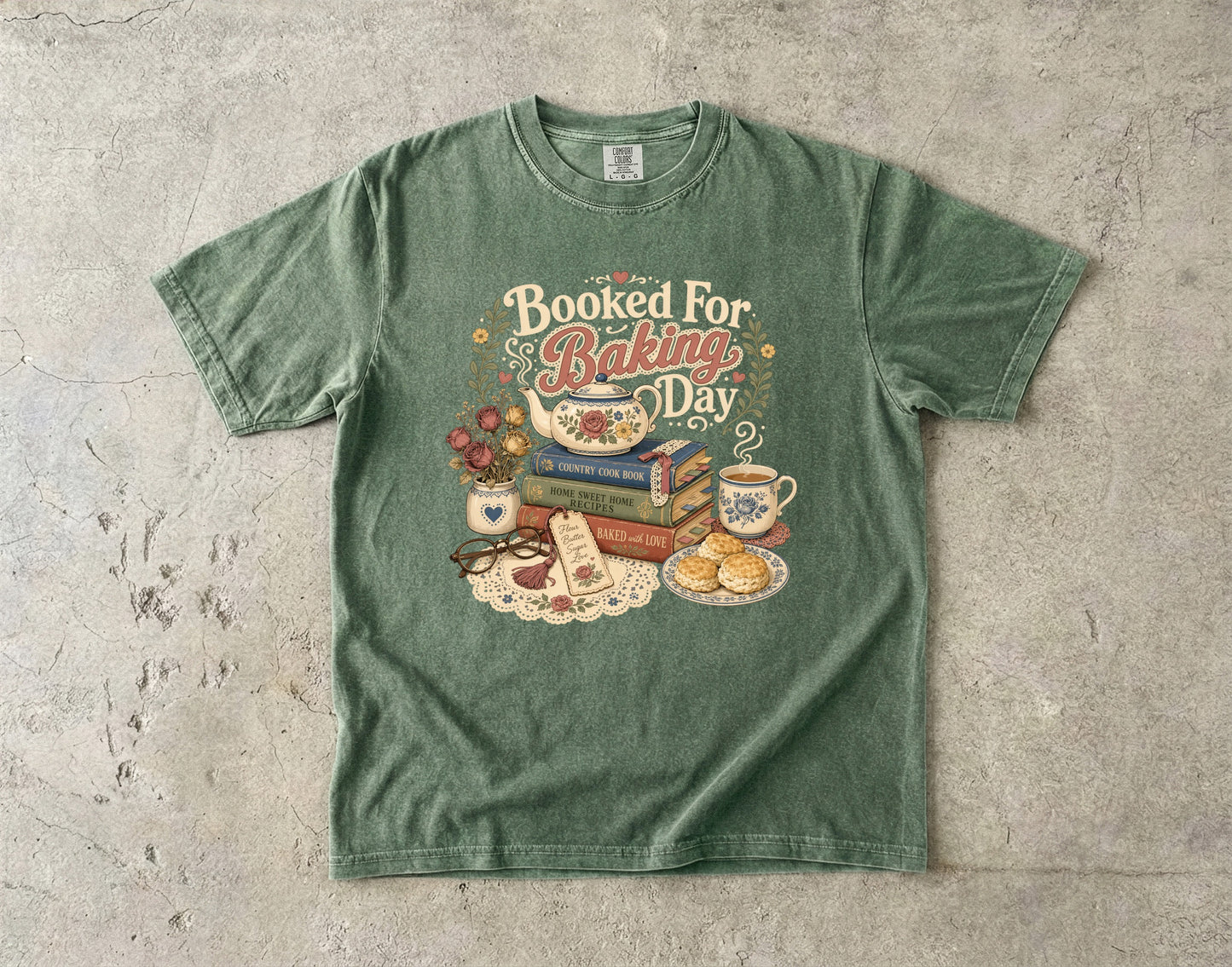 Booked For Baking Day Vintage Tee | Grandmacore Cookbook Shirt | Gift for Home Bakers