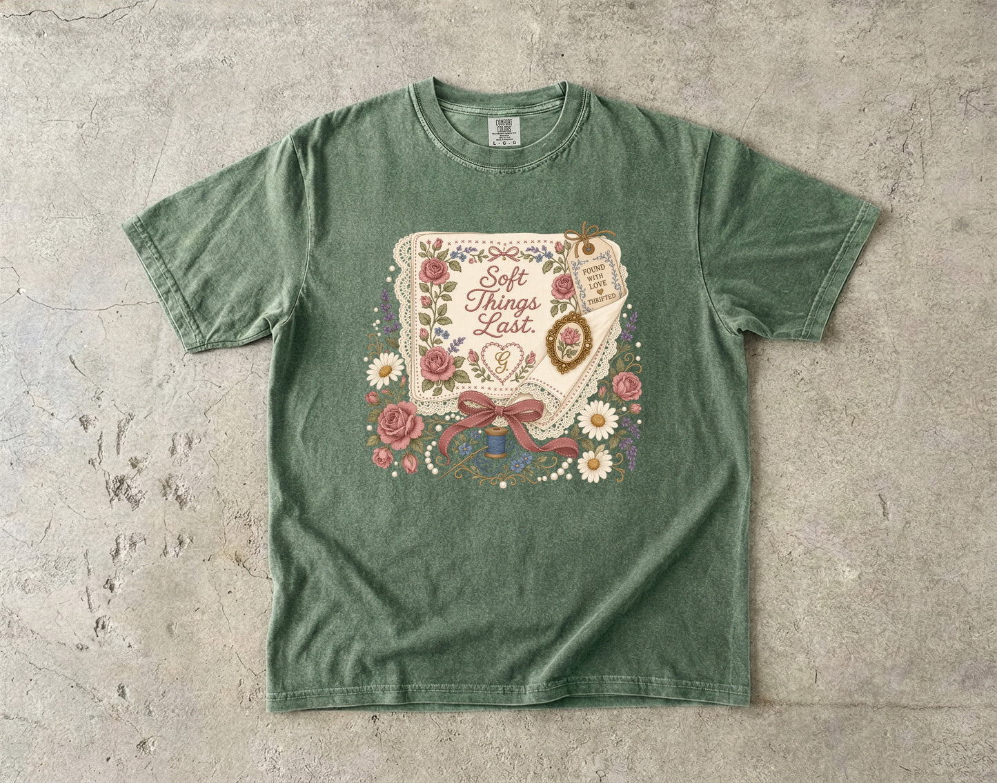 Soft Things Last Vintage Tee | Grandmacore Heirloom Linen Shirt | Gift for Vintage Lovers