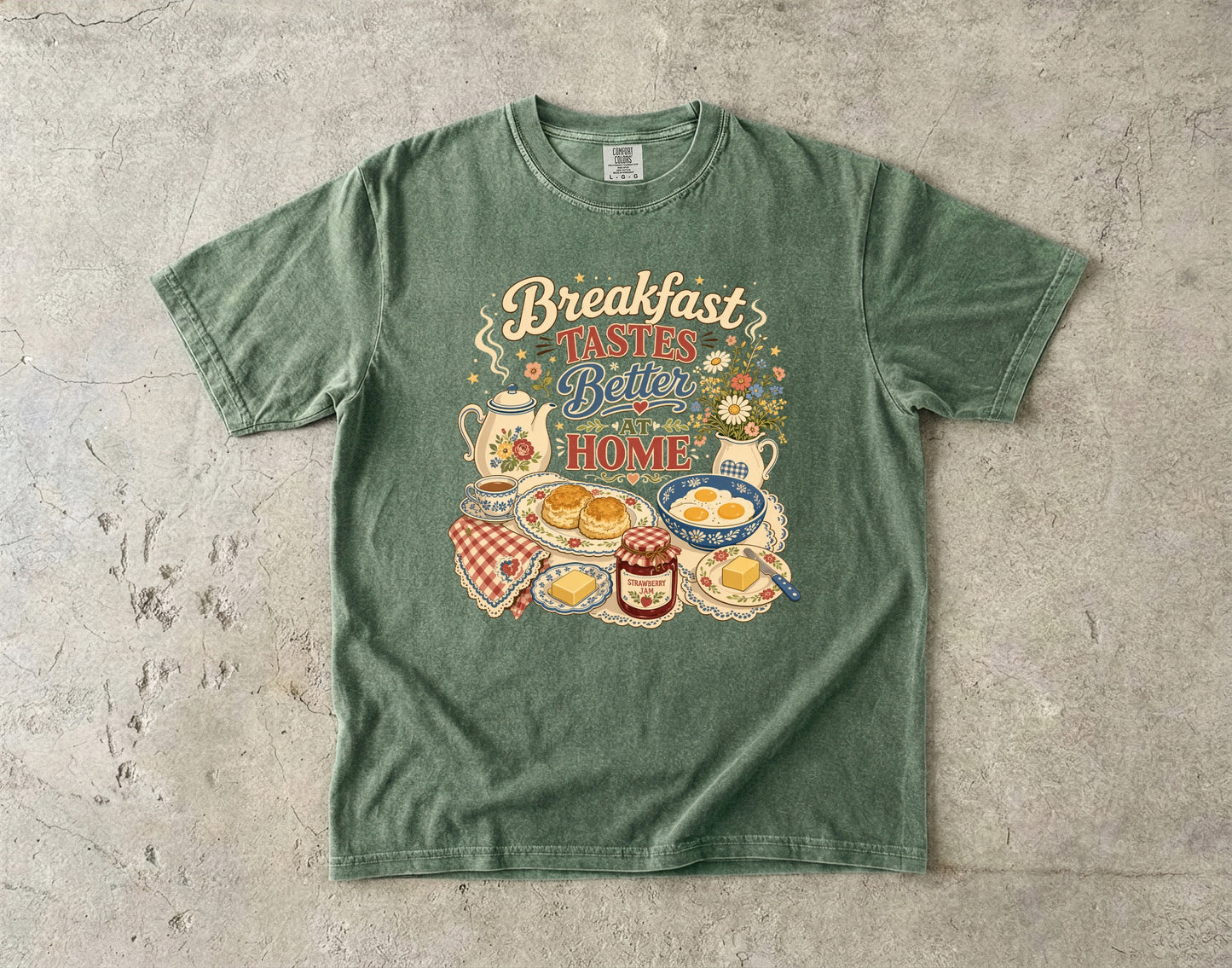 Breakfast Tastes Better At Home Vintage Tee | Grandmacore Farmhouse Breakfast Shirt | Gift for Home Cooks