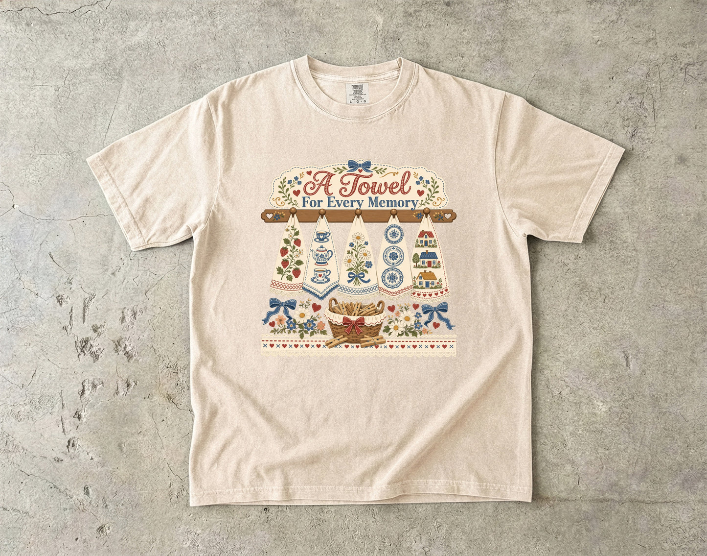 A Towel For Every Memory Vintage Tee | Grandmacore Tea Towel Shirt | Gift for Vintage Kitchen Lovers
