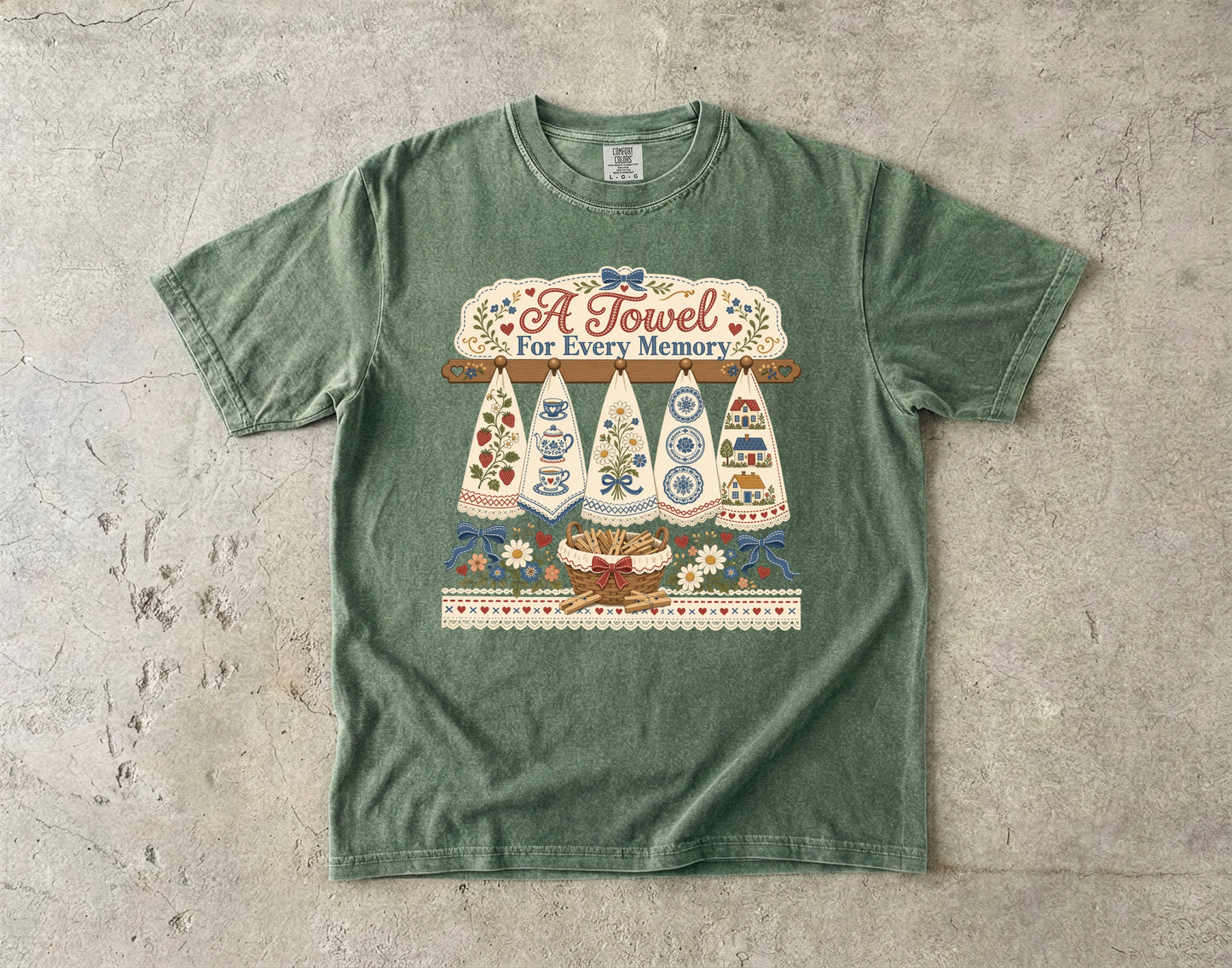 A Towel For Every Memory Vintage Tee | Grandmacore Tea Towel Shirt | Gift for Vintage Kitchen Lovers