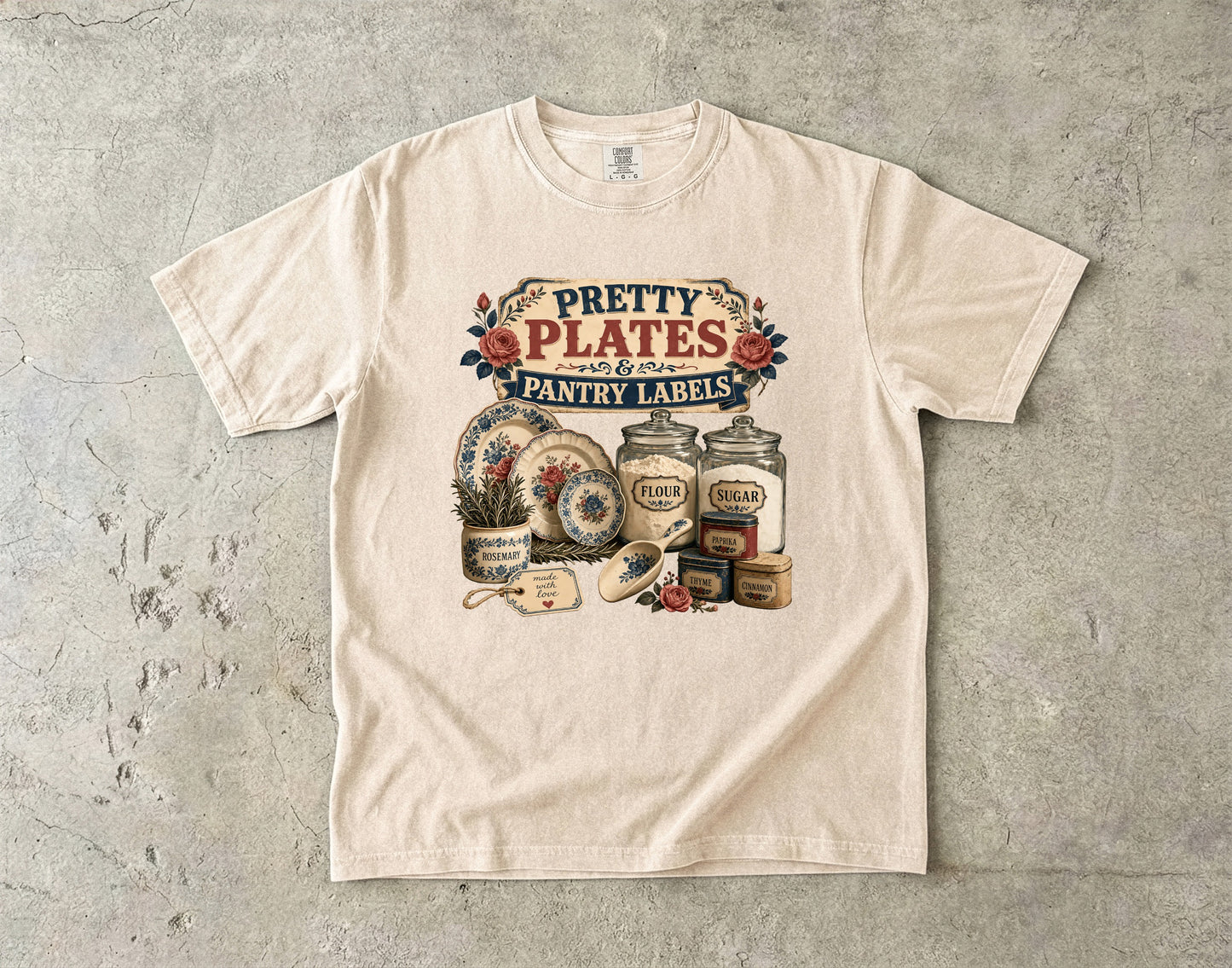 Pretty Plates And Pantry Labels Vintage Tee | Grandmacore Kitchen Shirt | Gift for Vintage Kitchen Lovers