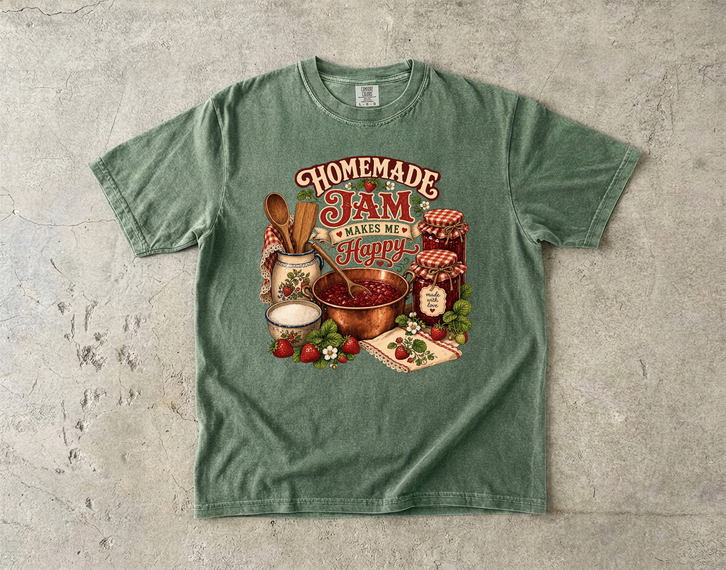 Homemade Jam Makes Me Happy Vintage Tee | Grandmacore Canning Shirt | Gift for Home Canners