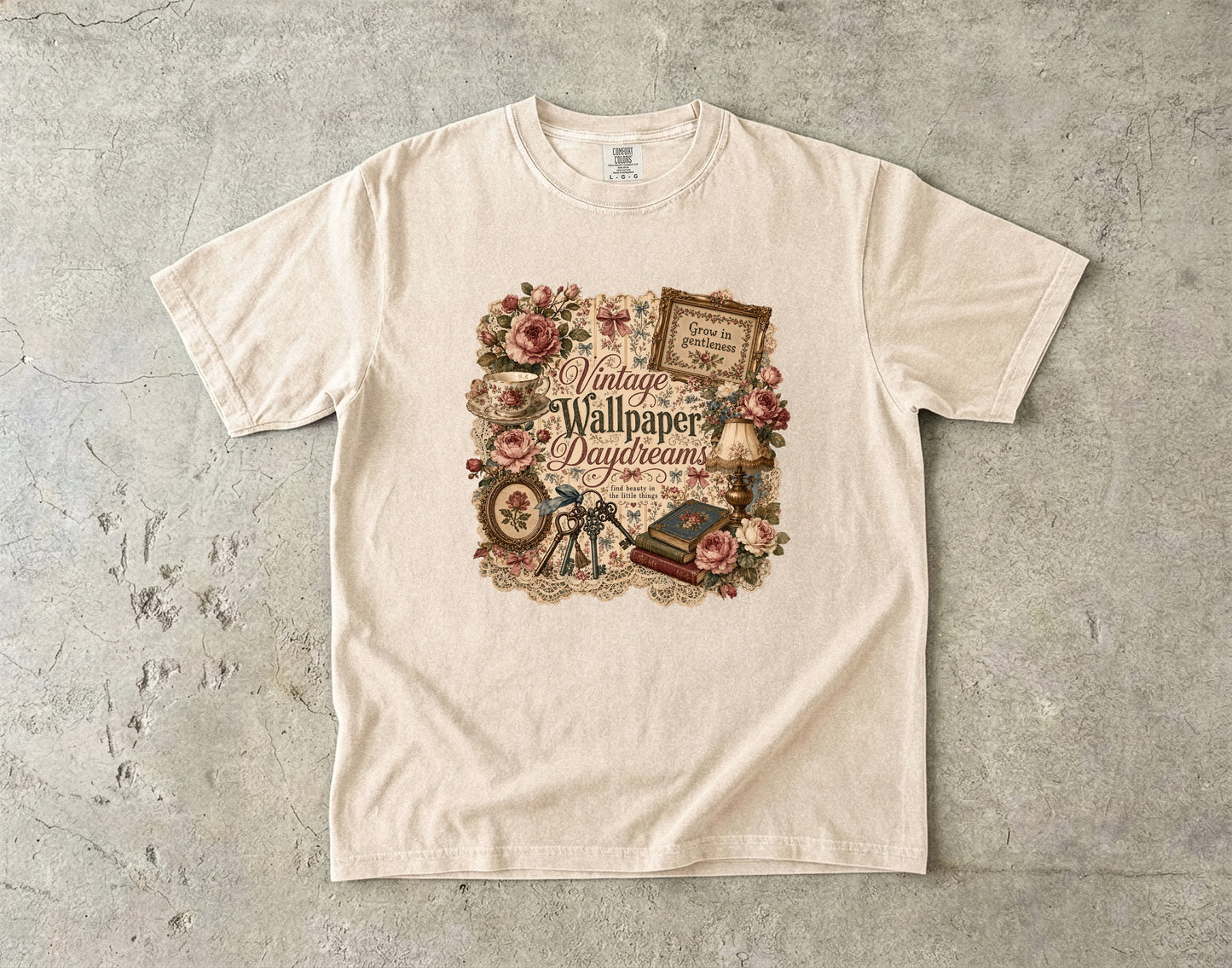 Vintage Wallpaper Daydreams Vintage Tee | Romantic Grandmacore Shirt | Gift for Vintage Lovers