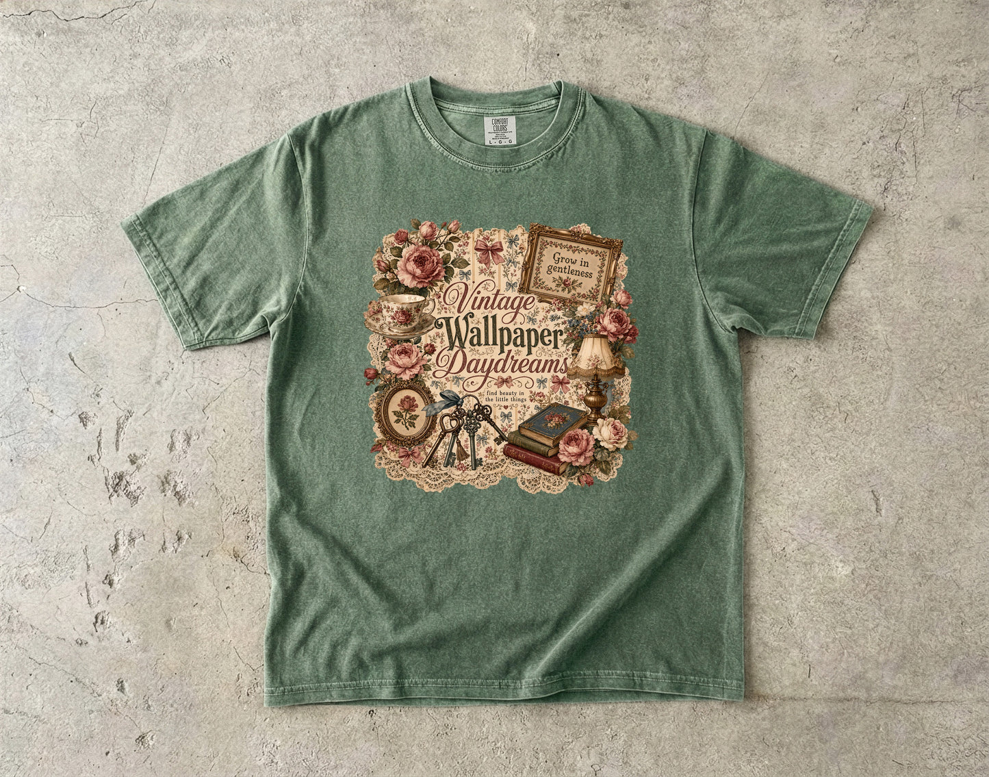 Vintage Wallpaper Daydreams Vintage Tee | Romantic Grandmacore Shirt | Gift for Vintage Lovers