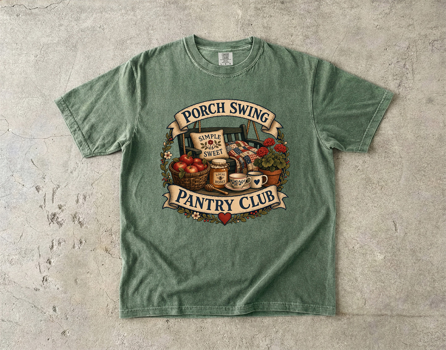 Porch Swing Pantry Club Vintage Tee | Grandmacore Slow Living Shirt | Gift for Farmhouse Lovers