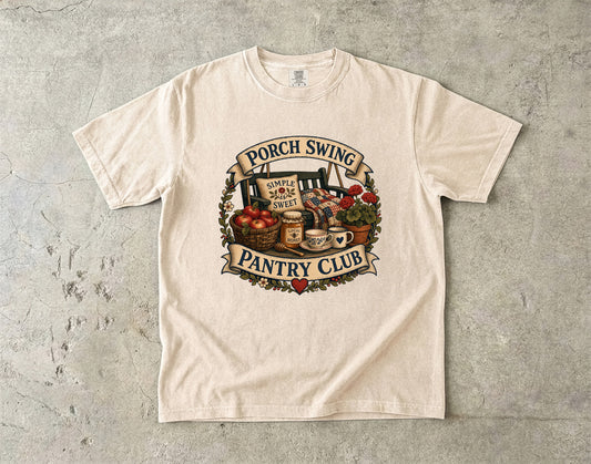 Porch Swing Pantry Club Vintage Tee | Grandmacore Slow Living Shirt | Gift for Farmhouse Lovers