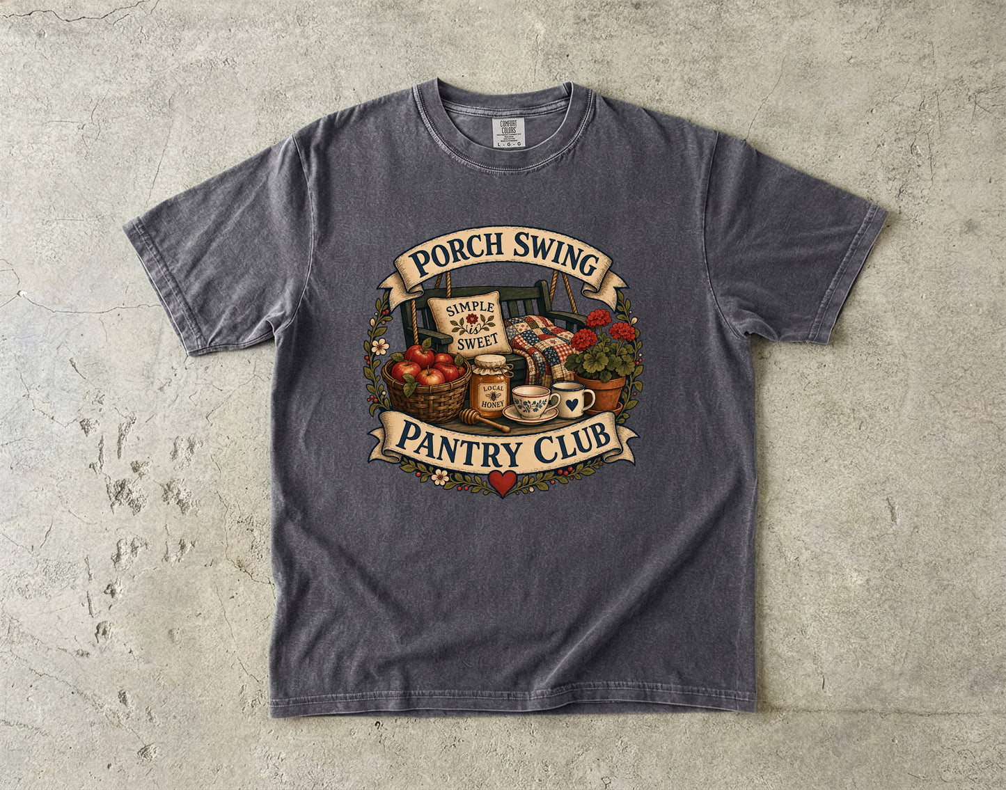 Porch Swing Pantry Club Vintage Tee | Grandmacore Slow Living Shirt | Gift for Farmhouse Lovers