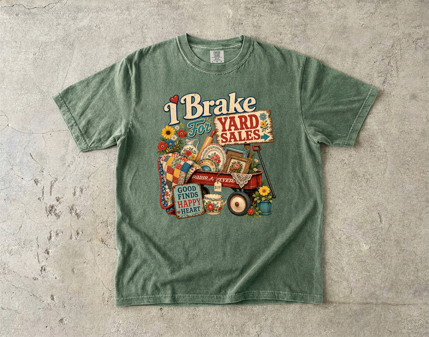 I Brake For Yard Sales Vintage Tee | Funny Thrifting Shirt | Gift for Thrifters