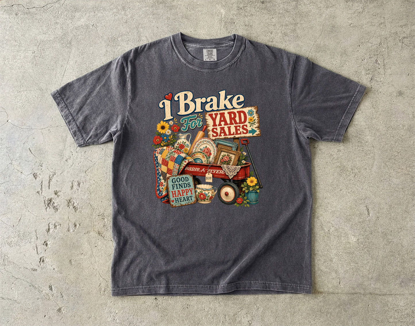 I Brake For Yard Sales Vintage Tee | Funny Thrifting Shirt | Gift for Thrifters