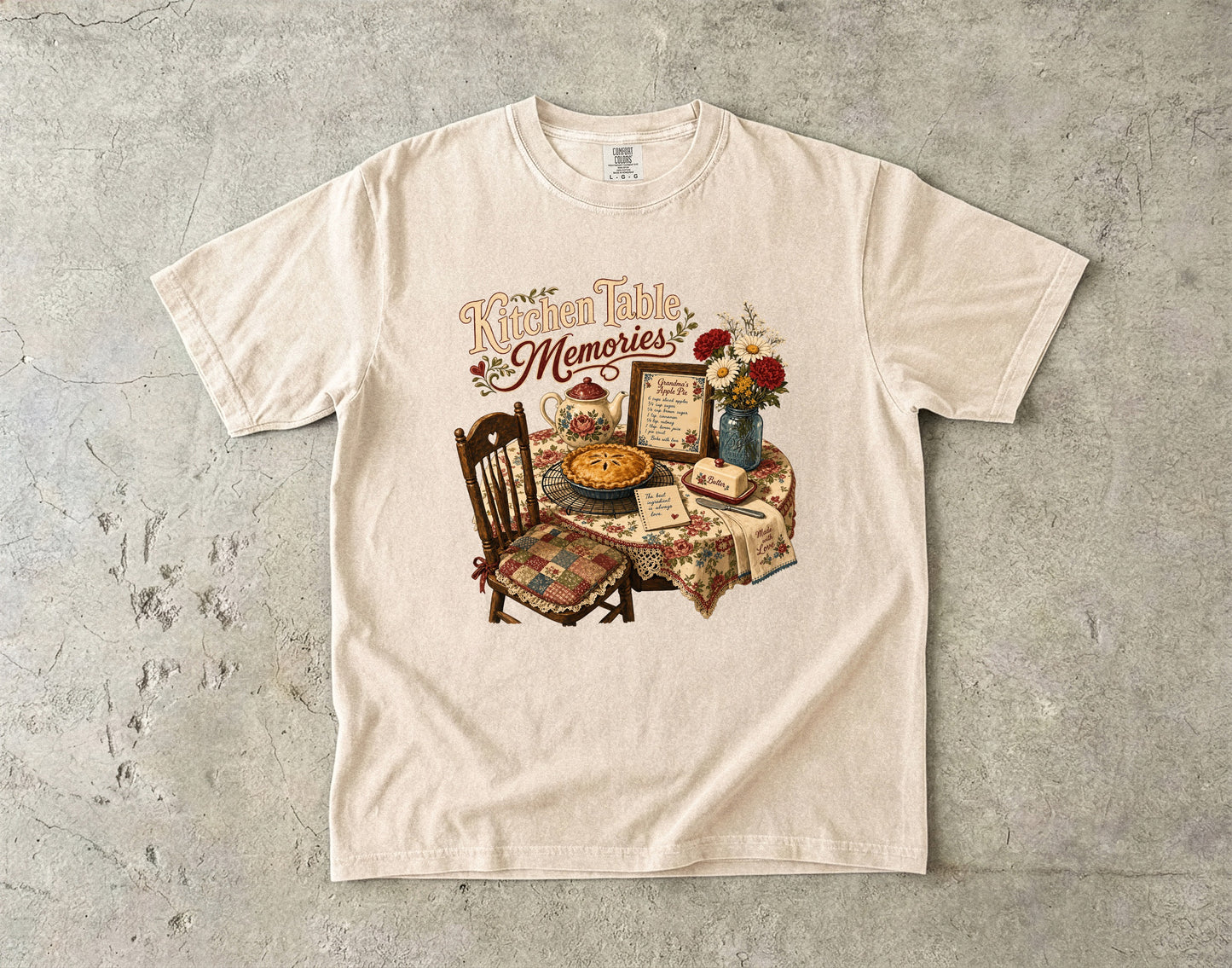 Kitchen Table Memories Vintage Tee | Grandmacore Apple Pie Shirt | Gift for Home Bakers