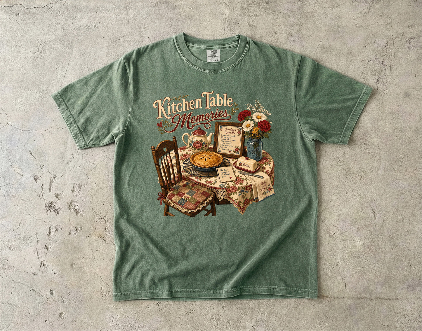 Kitchen Table Memories Vintage Tee | Grandmacore Apple Pie Shirt | Gift for Home Bakers