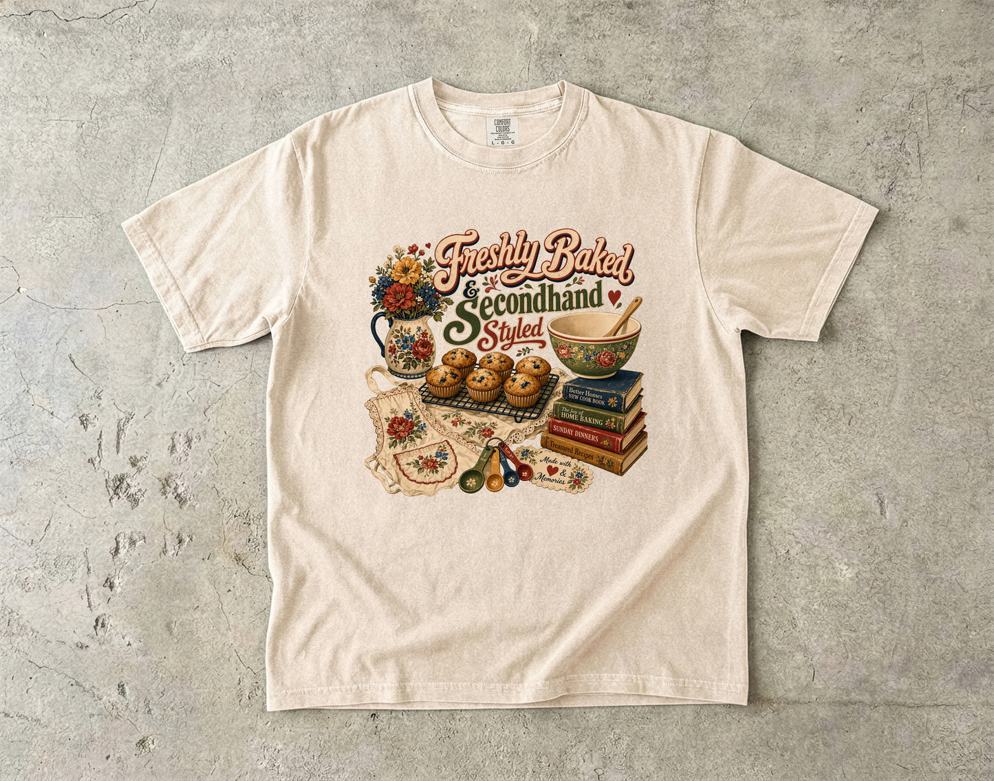 Freshly Baked And Secondhand Styled Vintage Tee | Grandmacore Baking Shirt | Gift for Home Bakers