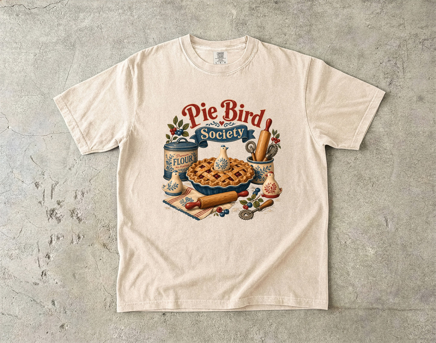 Pie Bird Society Vintage Tee | Grandmacore Baking Collector Shirt | Gift for Home Bakers
