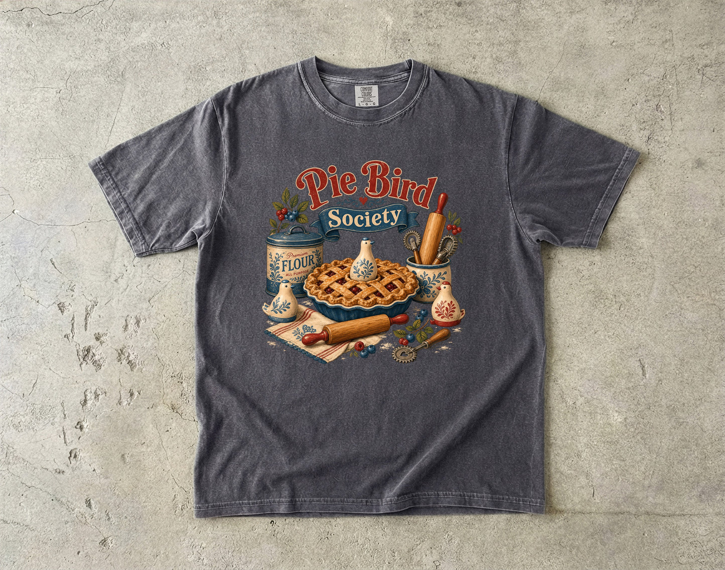 Pie Bird Society Vintage Tee | Grandmacore Baking Collector Shirt | Gift for Home Bakers