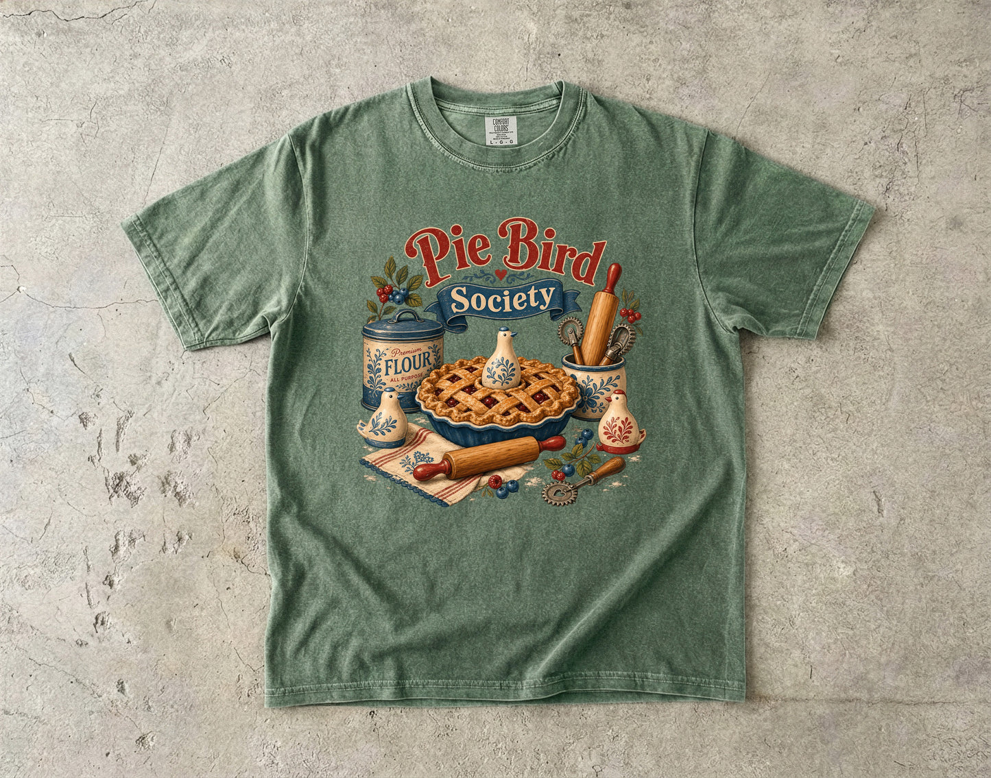 Pie Bird Society Vintage Tee | Grandmacore Baking Collector Shirt | Gift for Home Bakers
