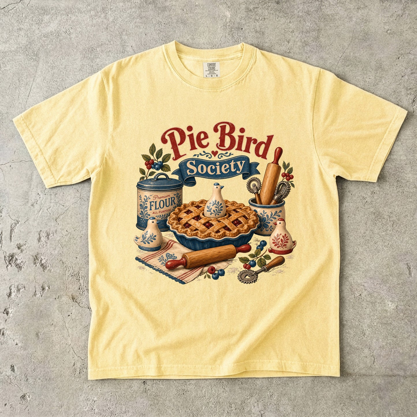 Pie Bird Society Vintage Tee | Grandmacore Baking Collector Shirt | Gift for Home Bakers
