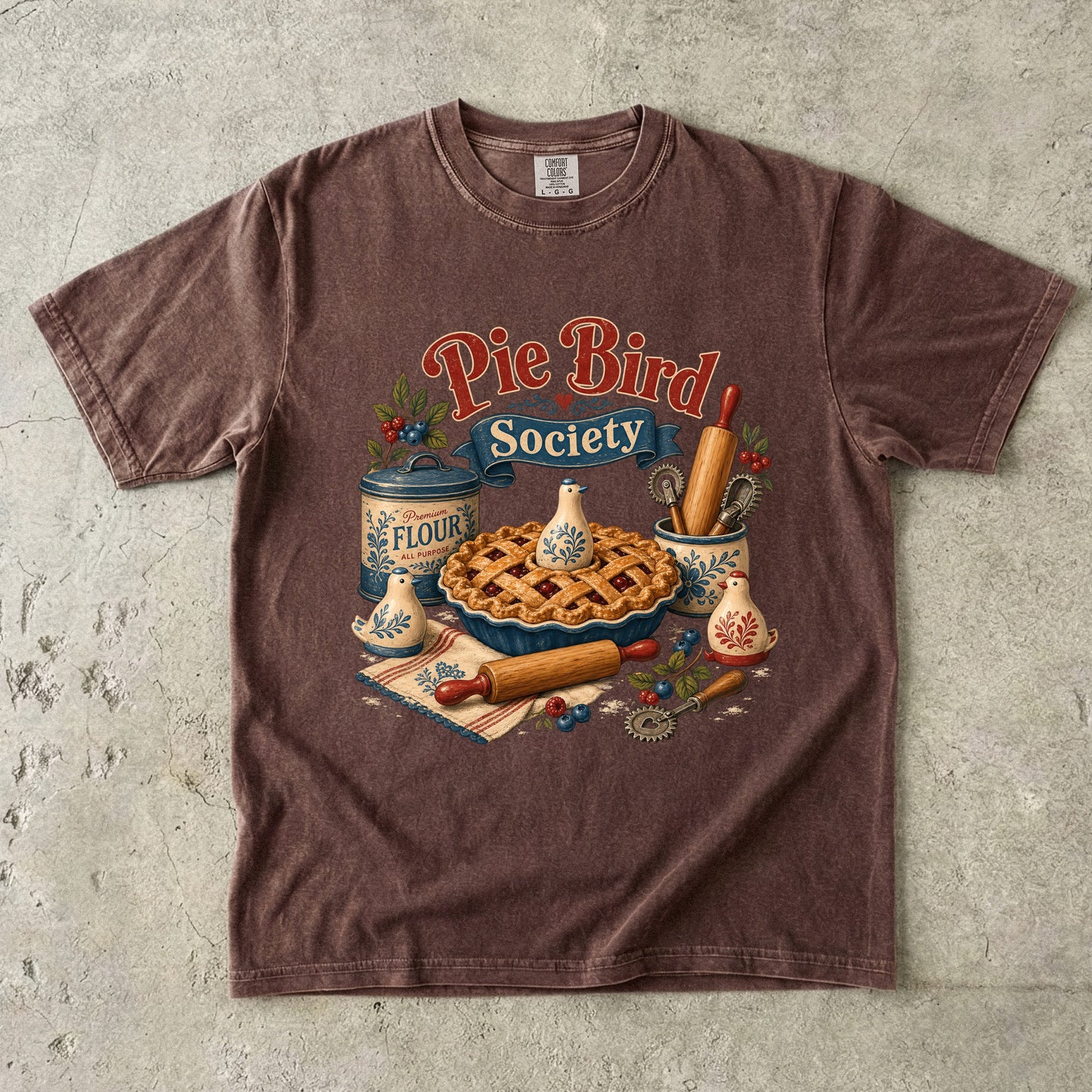 Pie Bird Society Vintage Tee | Grandmacore Baking Collector Shirt | Gift for Home Bakers