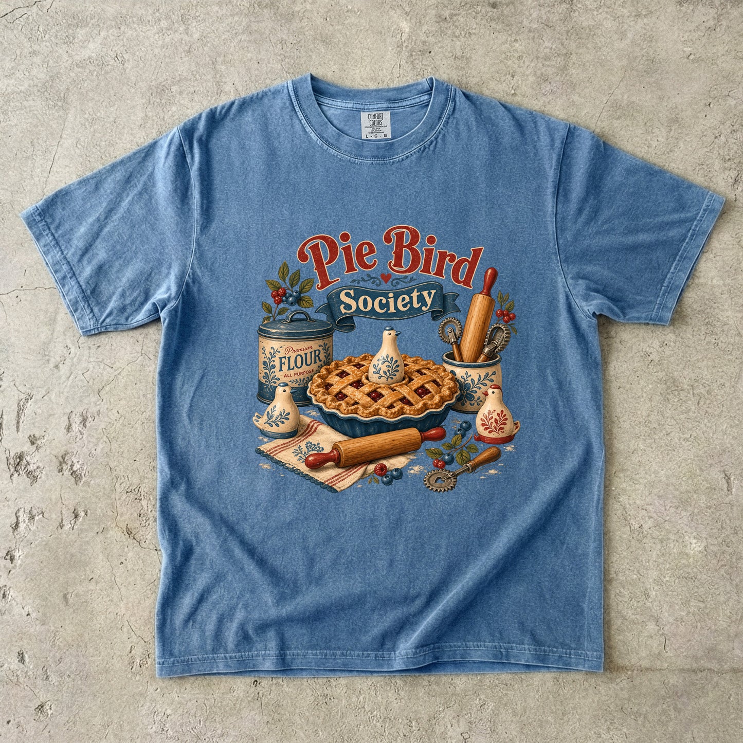 Pie Bird Society Vintage Tee | Grandmacore Baking Collector Shirt | Gift for Home Bakers