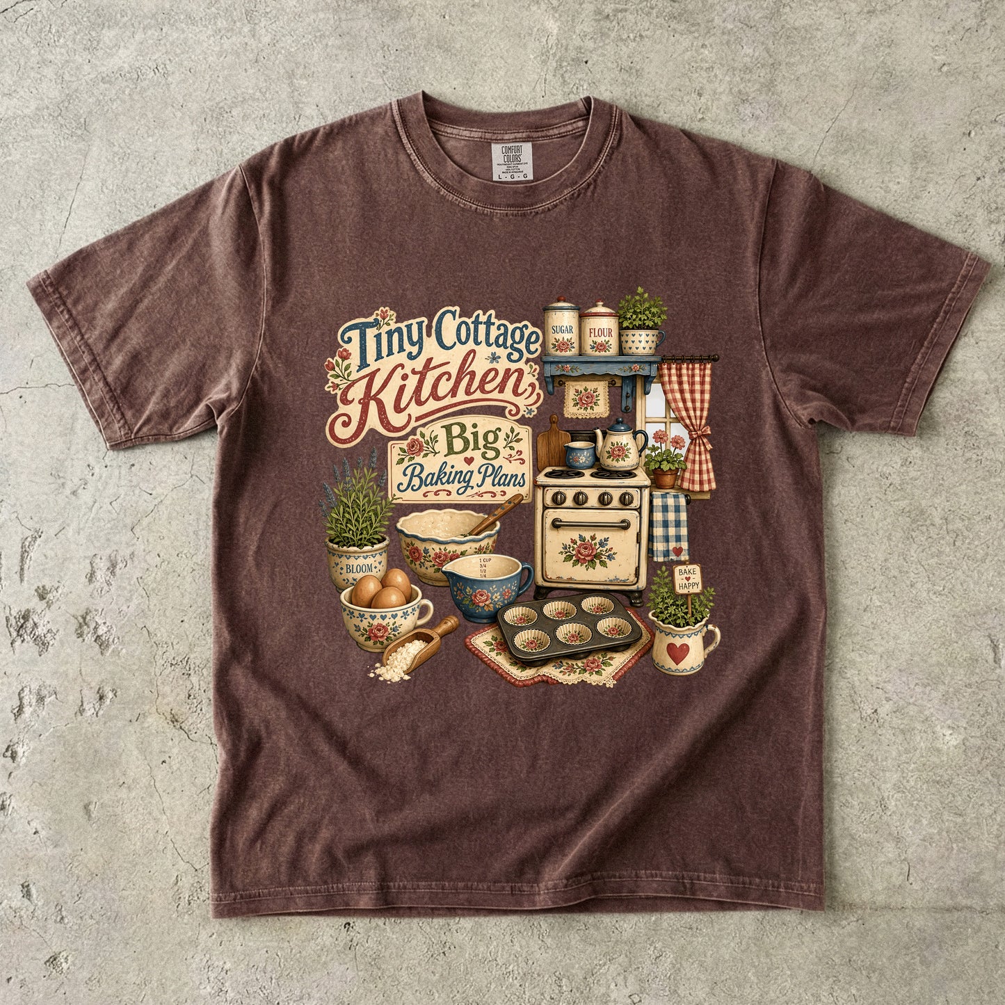 Tiny Cottage Kitchen, Big Baking Plans Vintage Tee | Grandmacore Kitchen Shirt | Gift for Home Bakers