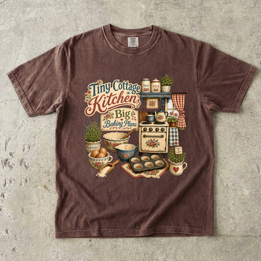 Tiny Cottage Kitchen, Big Baking Plans Vintage Tee | Grandmacore Kitchen Shirt | Gift for Home Bakers