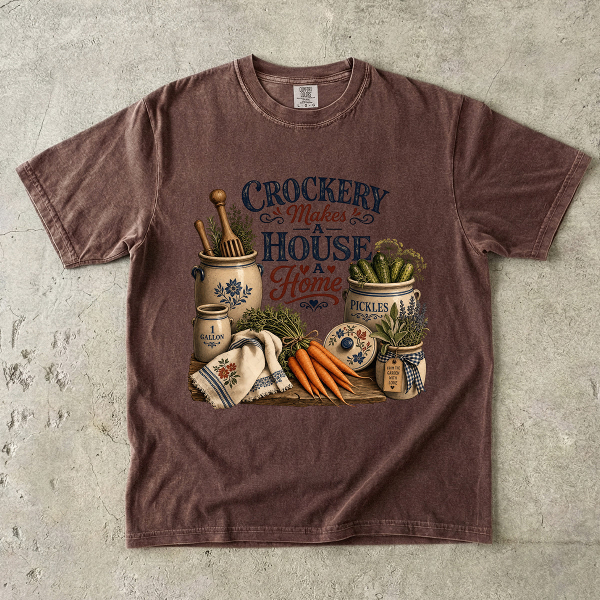 Crockery Makes A House A Home Vintage Tee | Grandmacore Farmhouse Shirt | Gift for Vintage Kitchen Lovers