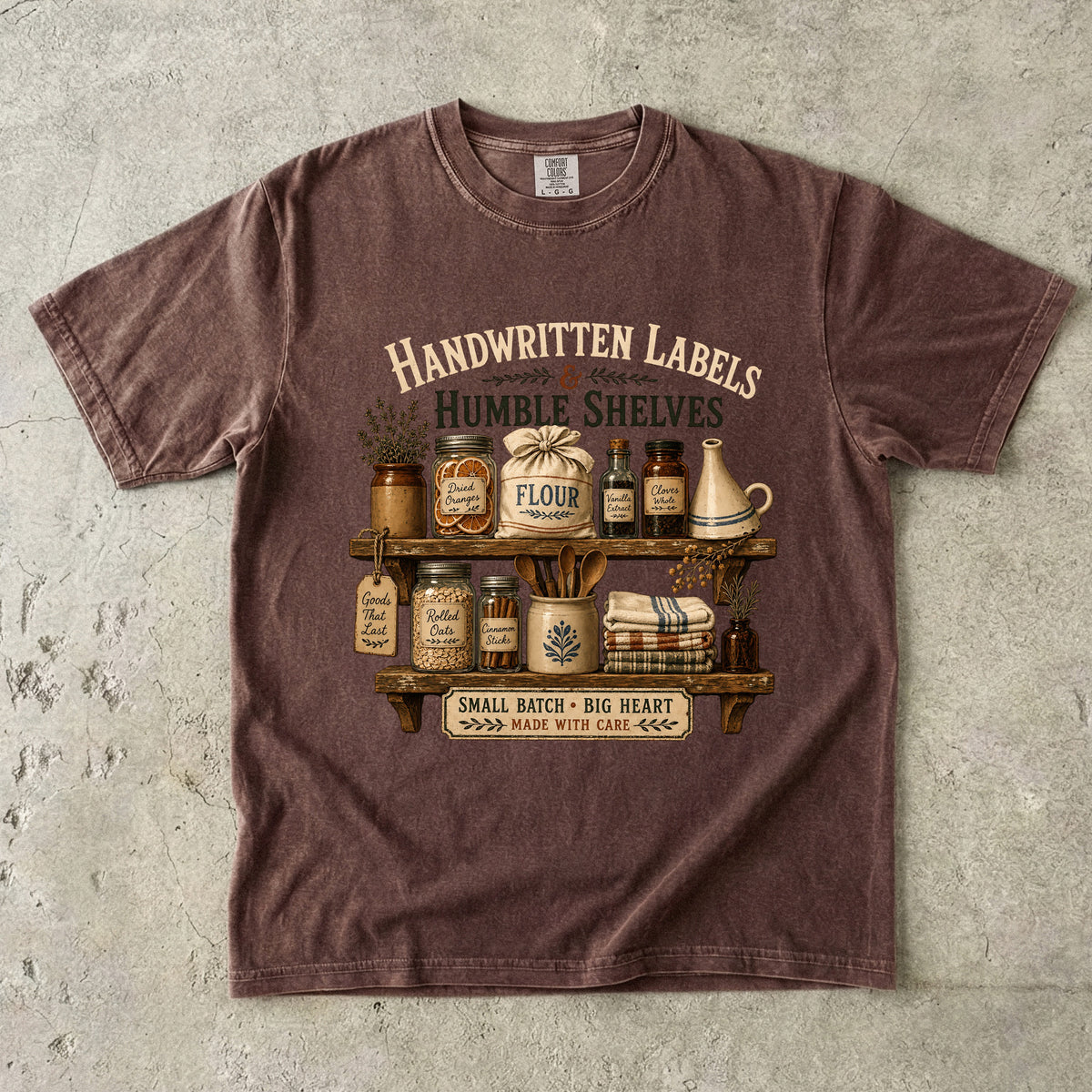 Handwritten Labels And Humble Shelves Vintage Tee | Grandmacore Pantry Shirt | Gift for Vintage Kitchen Lovers