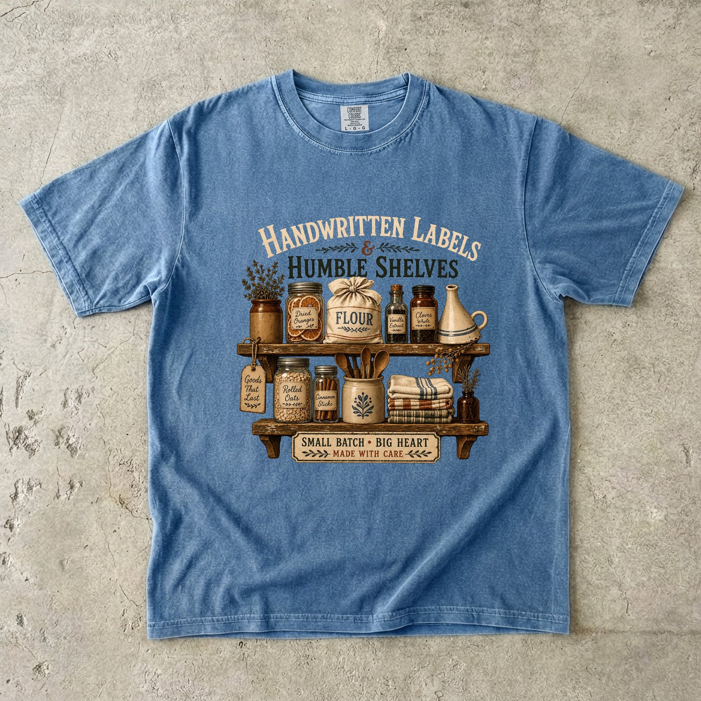 Handwritten Labels And Humble Shelves Vintage Tee | Grandmacore Pantry Shirt | Gift for Vintage Kitchen Lovers