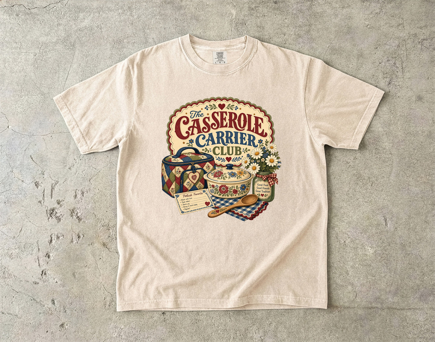 The Casserole Carrier Club Vintage Tee | Grandmacore Potluck Shirt | Gift for Home Cooks