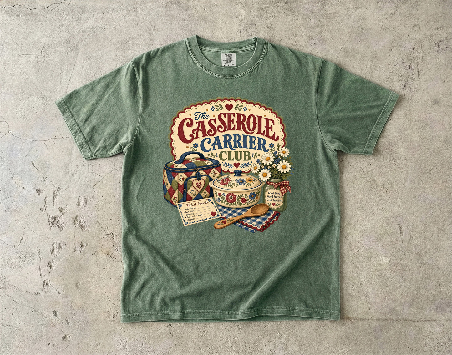 The Casserole Carrier Club Vintage Tee | Grandmacore Potluck Shirt | Gift for Home Cooks