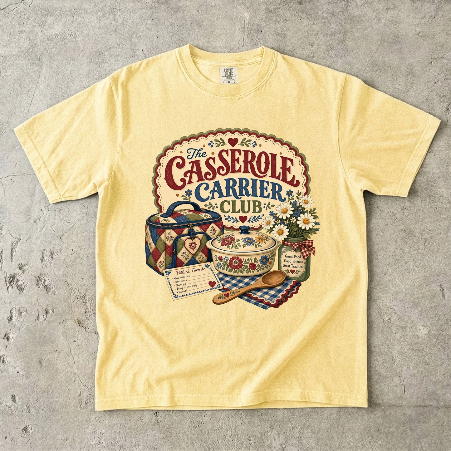 The Casserole Carrier Club Vintage Tee | Grandmacore Potluck Shirt | Gift for Home Cooks