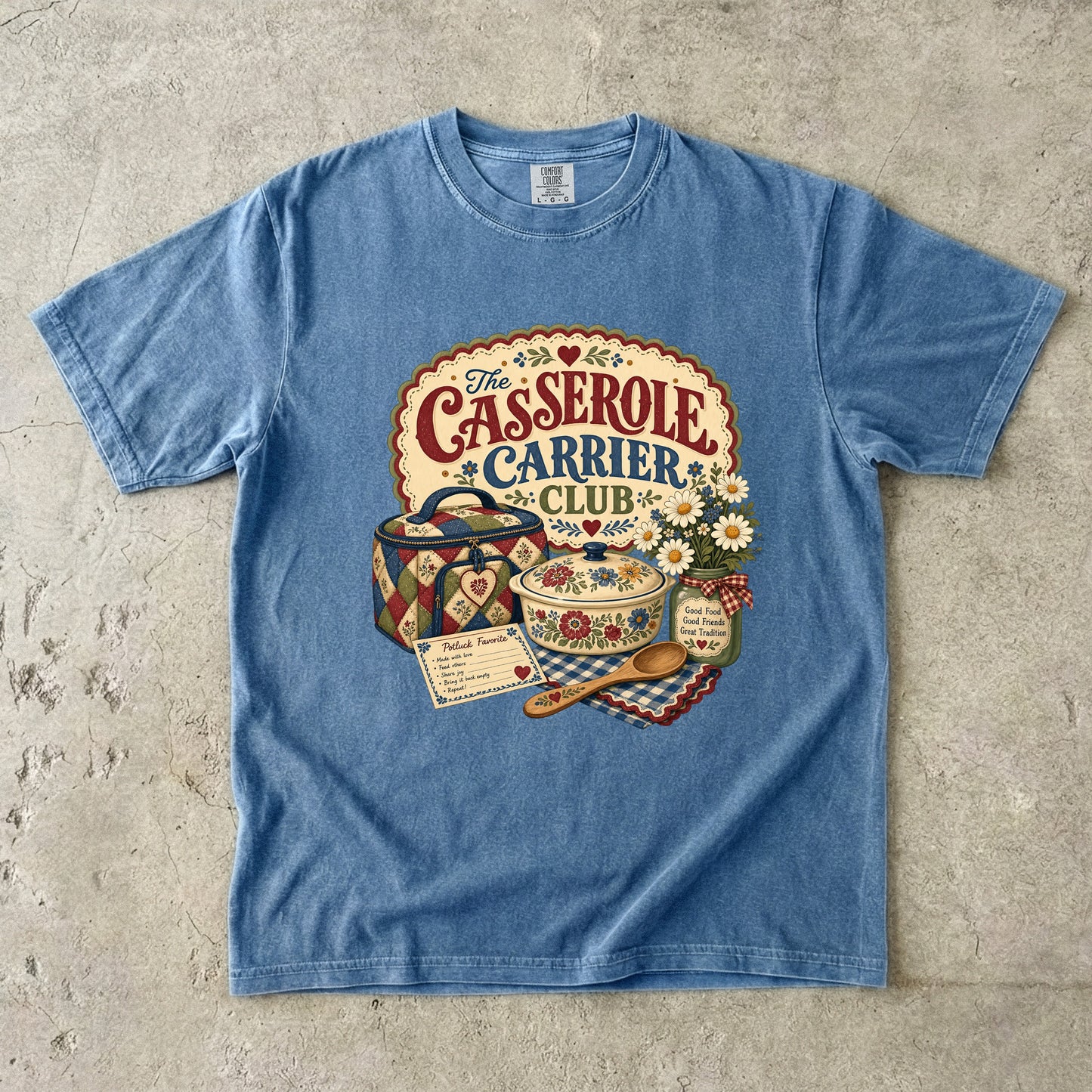 The Casserole Carrier Club Vintage Tee | Grandmacore Potluck Shirt | Gift for Home Cooks