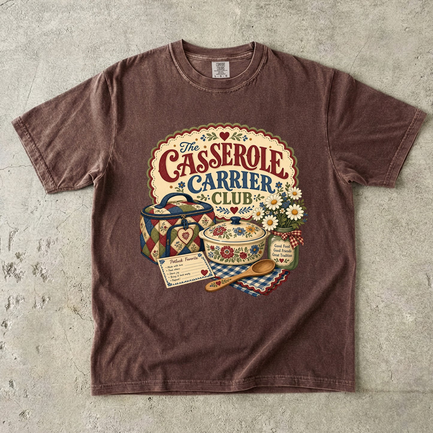 The Casserole Carrier Club Vintage Tee | Grandmacore Potluck Shirt | Gift for Home Cooks