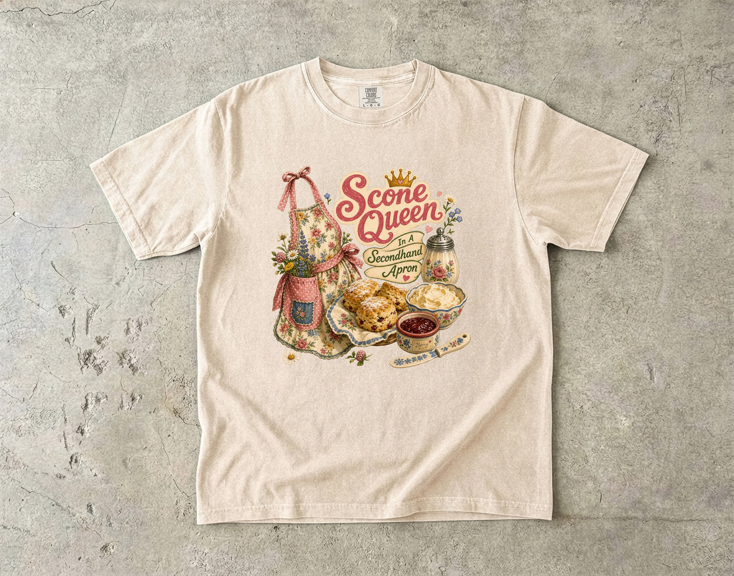 Scone Queen In A Secondhand Apron Vintage Tee | Grandmacore Baking Shirt | Gift for Home Bakers