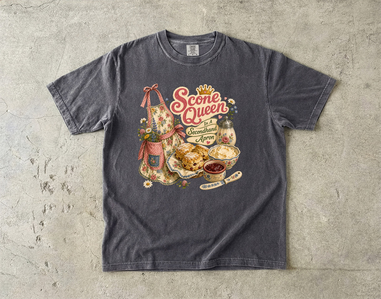 Scone Queen In A Secondhand Apron Vintage Tee | Grandmacore Baking Shirt | Gift for Home Bakers