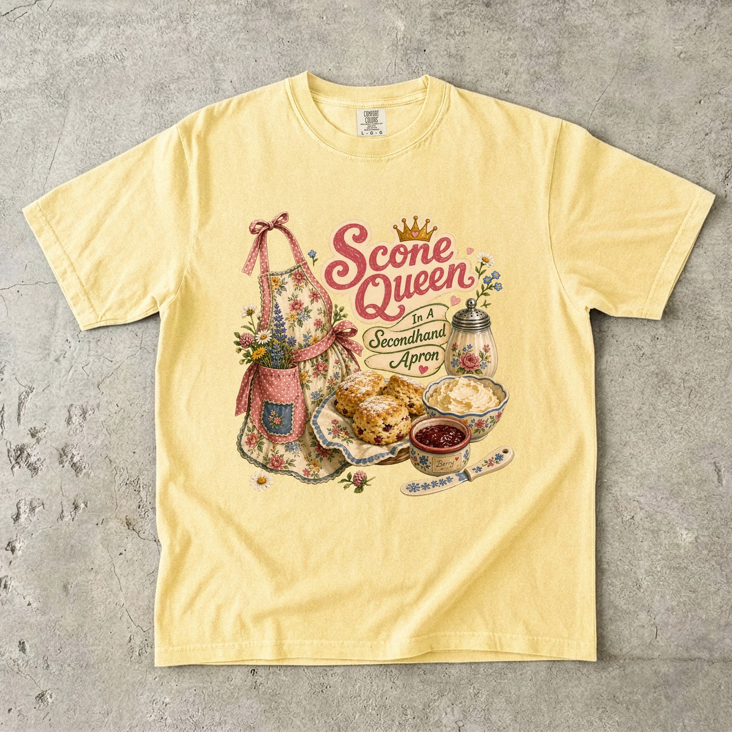 Scone Queen In A Secondhand Apron Vintage Tee | Grandmacore Baking Shirt | Gift for Home Bakers